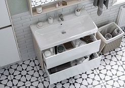 Акватон Мебель для ванной Сканди 90 дуб верона, белая – фотография-6